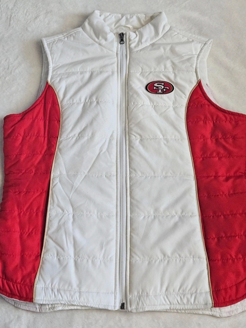 NFL Team Apparel San Francisco 49ers Puffer Vest Women’s Size M White Red